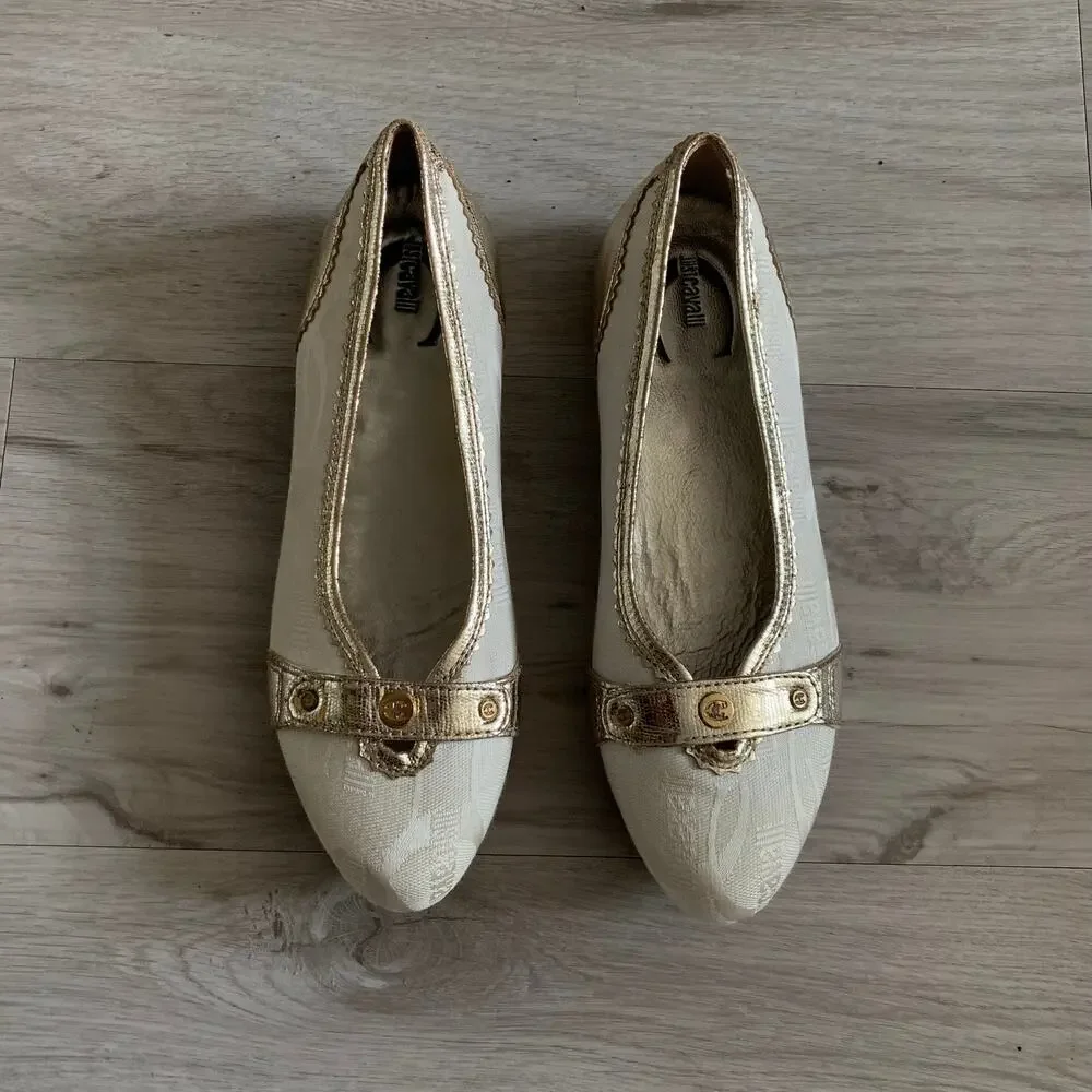 Just Cavalli Logo Flats Size 7.5 - Picture 2 of 5